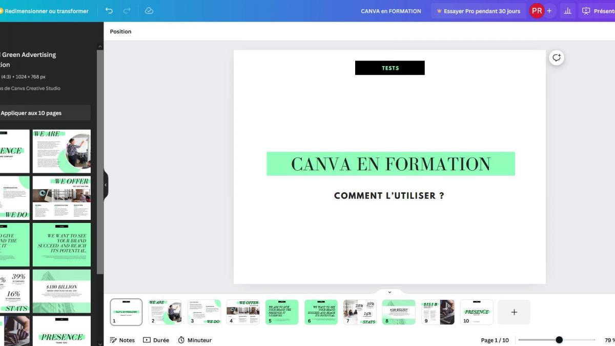 Canva : fonctionnalités pour la formation