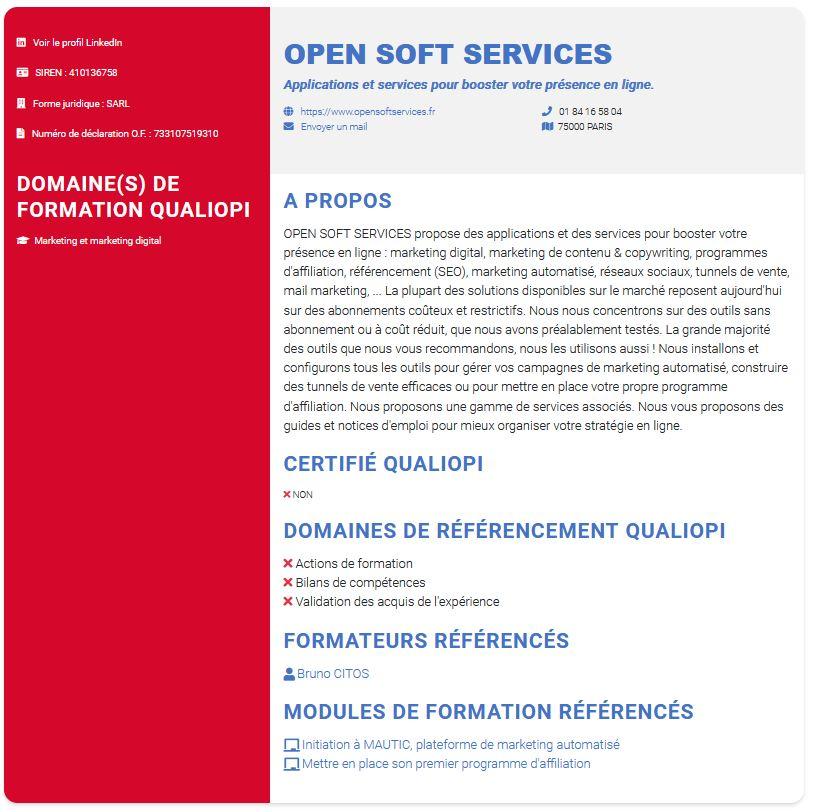 Fiche organisme de formation